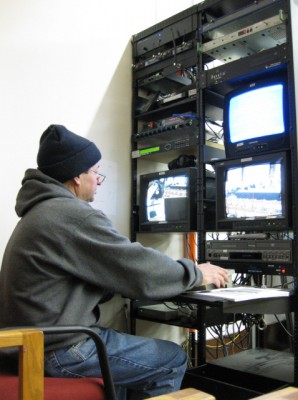 Cable Access Facilitator Lou D’Amico wielding the controls at last week's selectmen meeting