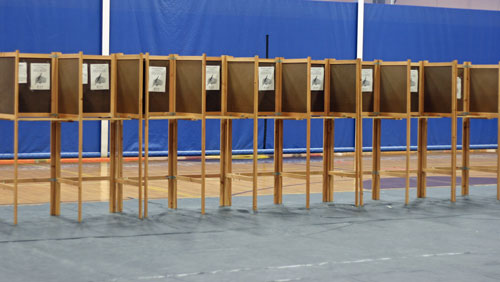 A whole lot of empty booths at Trottier (precinct 2)