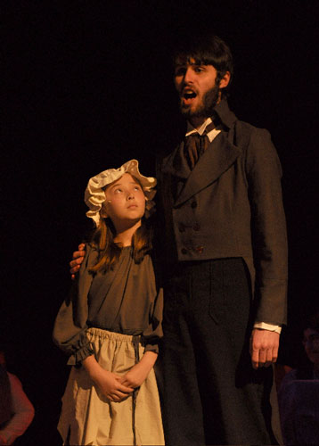 Alexandra Ryan as Little Cosette in Algonquin's production of Les Mis (with Charles Leblond as Jean Valjean)