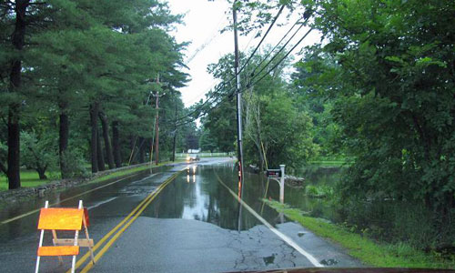 Main Street flooded during last week's storm (photo courtesy of the Southborough Fire Department)