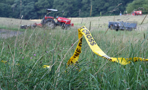 Police tape at Chestnut Hill Farm