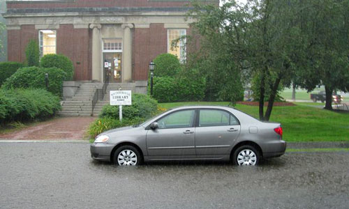 The library during Tuesday's storm (Photo courtesy of the Southborough Fire Department)