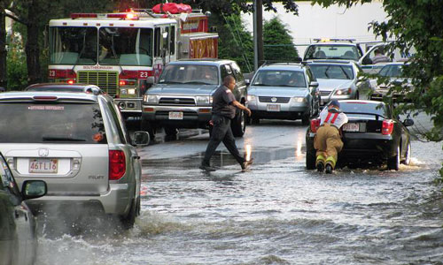 Emergency personnel respond to the flooding in July (Photo courtesy of the Southborough Fire Department)