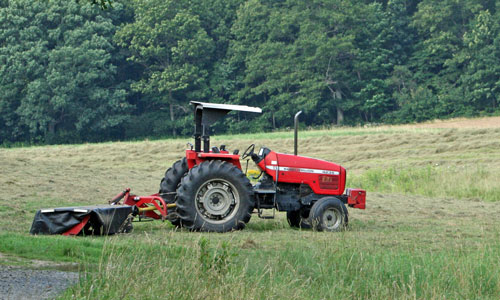 The tractor involved in the accident sits at Chestnut Hill Farm