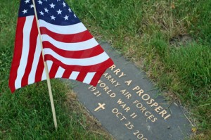 A flag marks the grave of a veteran in the Southborough Rural Cemetary (photo by Susan Fitzgerald)