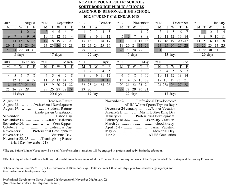 Countdown to school Calendar for the 20122013 school year My