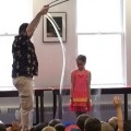 Bubbles are even more fun from the inside (Photo of Mike the Bubble Man in action by Beth Melo from Southborough Library event)