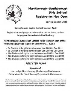 N-S Girls Softball flyer