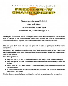 KoC Southborough free throw flyer