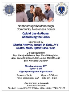 Opioid Use & Abuse public forum flyer