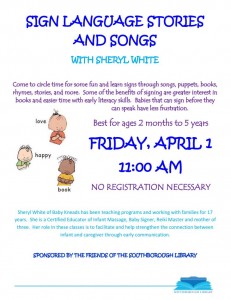 Sign Language Stories and Songs flyer