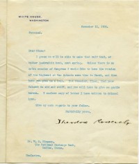 Theodore Roosevelt letter to a Fay alumnus from the school's collection