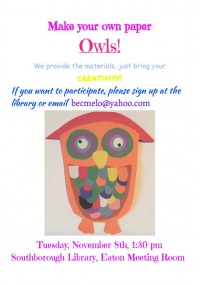 Paper Owl craft flyer