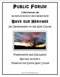 save our heritage flyer for Warrant Article 4 forum