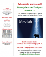 Messiah Community Chorus rehearsal flyer
