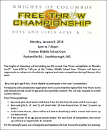 KofC Free Throw Competition flyer 2018