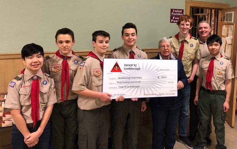 Troop 92 donation to Food Pantry