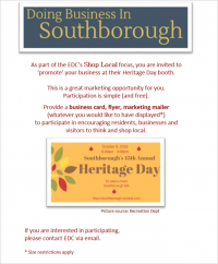 EDC Heritage Day booth invitate flyer