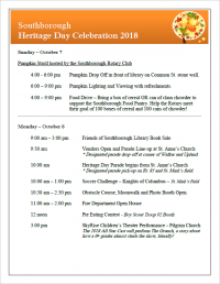 Southborough Heritage Day Celebration 2018 flyer