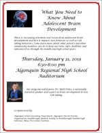 Adolescent Brain Development talk flyer