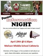 Jr T-Hawks Parent Info night flyer