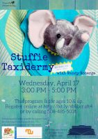 Stuffie Taxidermy library crafternoon flyer