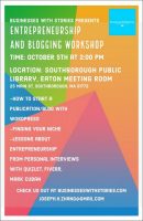 Entrepreneurship and blogging workshop flyer