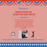 Flyer for John Wilson Drive dedication