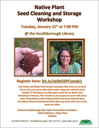 Native Plan Seed Cleaning & Storage Workshop flyer