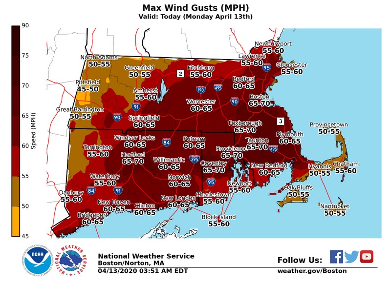 NWS Wind Warning April 13, 2020