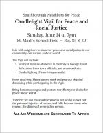 Candlelight Vigil for Peace and Racial Justice flyer