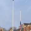 Old and temporary flagpoles on January 12, 2021