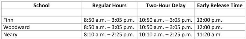 Southborough K-5 schedule for March 22