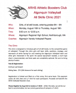 ARHS Volley Ball All Skill Clinic flyer