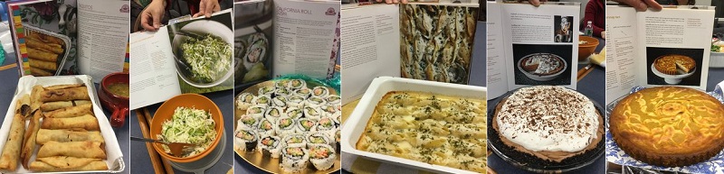 Examples of Cookbook Club dishes from starters to desert