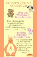 Stuffed Animal Sleepover flyer