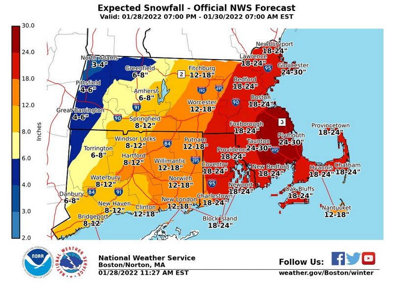 NWS map of tonight's storm