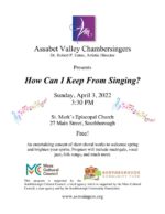 AVM Chambersingers April 3 concert flyer