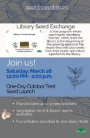 flyer for Library tent Seed Launch event