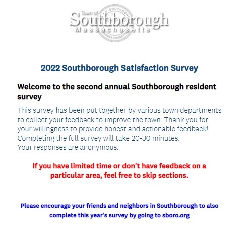  How Can Southboro Improve Town Survey My Southborough