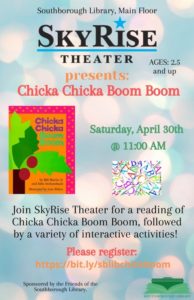 Skyrise Chicka Chicka Boom Boom flyer