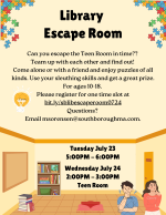 July 2024 Escape Room flyer