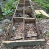 Rotted stringers meant treads could no longer be secured to the frame (contributed photo by Eileen Samburg of Hickory Trail bridge replacement)