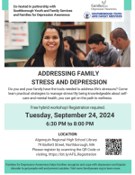 Addressing Family Stress & Depression flyer