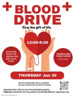 Jan 30 BLOOD DRIVE flyer